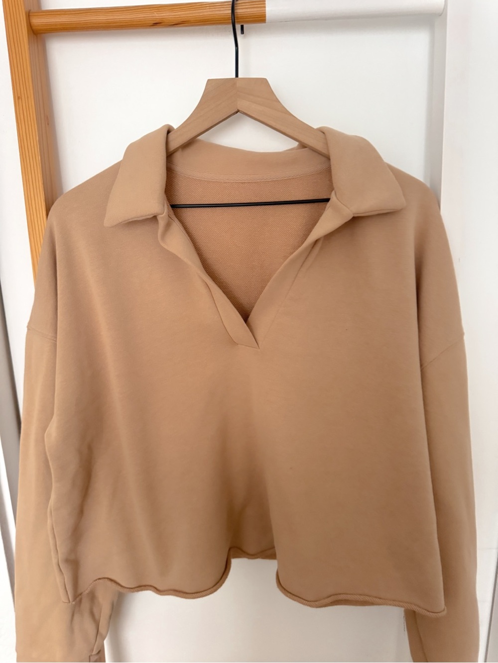 Vuori Sedona Polo Crop Sweatshirt Pullover Tan Brown vw290 - Picture 7 of 12